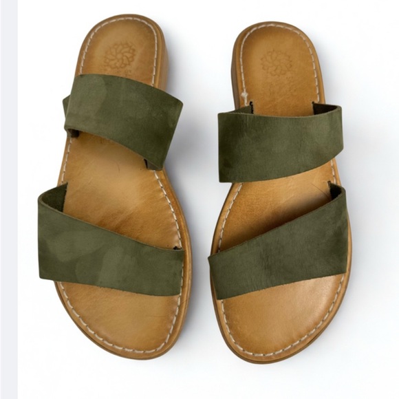 Olive Green Women's Sandals - Picture 1 of 4